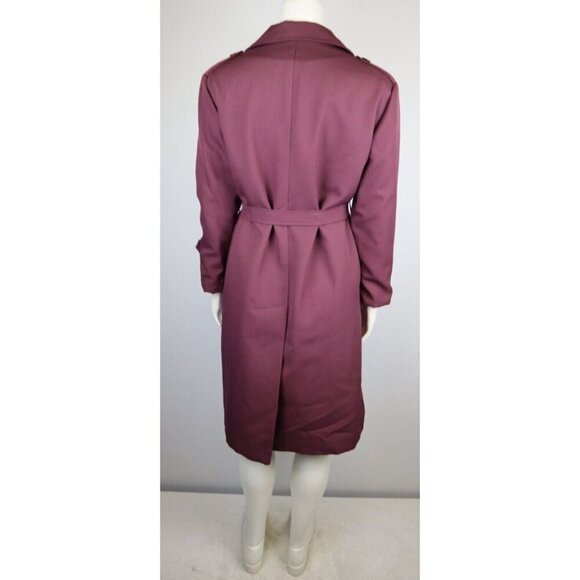 VINTAGE 70S WOMEN'S WINE PURPLE TRENCH COAT JACKET - MERVILLE - REMOVABLE LINER - Picture 10 of 16